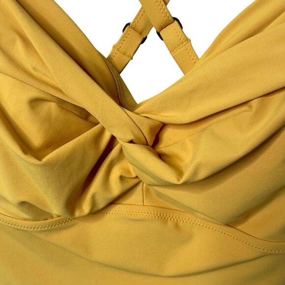 Athleta Twist Up Tankini Top Swim Strappy Size 36 D/DD Underwire Mustard Yellow - Picture 10 of 10